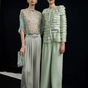 Giorgio Armani Elegant Pleated Jersey Twinset