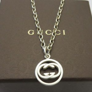 Gucci Interlocking Logo Gold Tone Pendant Necklace