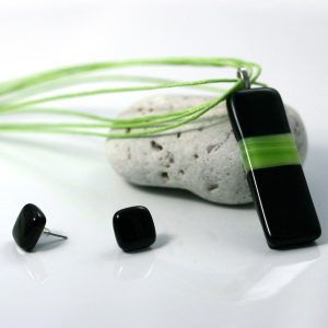 fused glass, glass, jewellery, earrings, accessories, necklace, fashion, pendant, black, green, jewelry