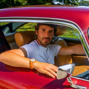 man, model, wristwatch, car, aston martin db5, aston martin, huguenot watches, huguenot, huguenot horology, classic watch, vintage watch, vintage, classic car, sports car, 38mm watch, swiss watch, car wallpapers, irish model, fashion, style