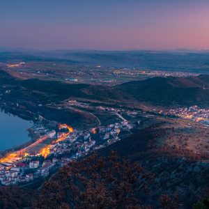 town, lake, travel, rural, night, nature, greece