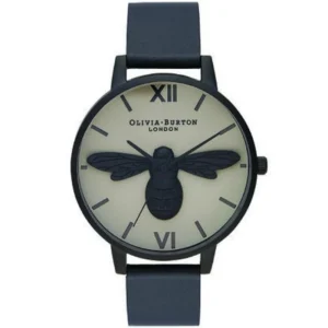 OLIVIA BURTON OB16SHB05 SHORE DITCH BEE MATTE BLACK LEATHER WOMEN'S WATCH