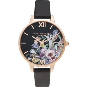 OLIVIA BURTON OB16EG155 ENCHANTED VEGAN BLACK LEATHER WOMEN'S WATCH