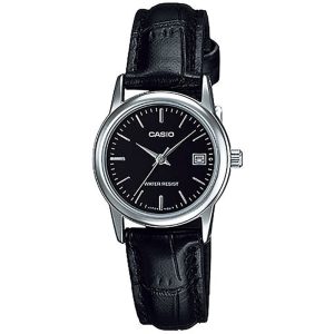 CASIO LTP-V002L-1AUDF-P BLACK LEATHER WOMEN WATCH