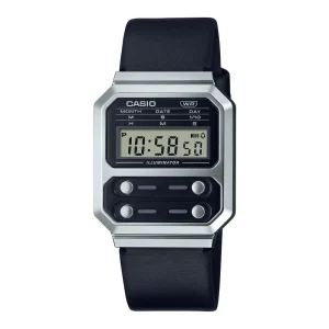 CASIO GENERAL A100WEL-1ADF BLACK LEATHER UNISEX WATCH