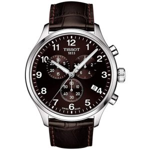 TISSOT T-SPORT XL T1166171629700 STAINLESS STEEL CHRONOGRAPH BROWN LEATHER MEN'S WATCH