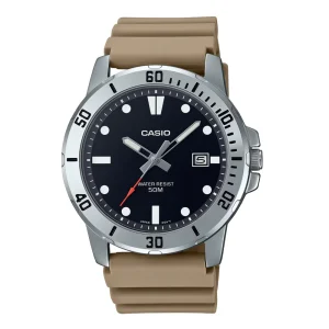 Casio General Khaki Brown Resin Strap Men Analog MTP-VD01-5EVUDF