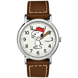 Timex Peanut Snoopy Brown Leather Strap Unisex Watch TW2T61000