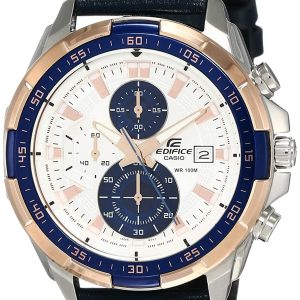 Casio Analog Off-White Dial Black Leather Strap Men's Watch EFR-539L-7CVUDF-P