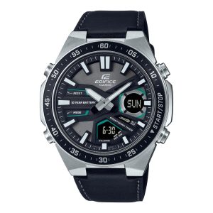 Casio Edifice Analog Digital Black Leather Strap Men's Watch EFV-C110L-1AVDF-P