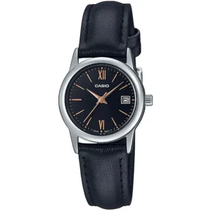 Casio General Silver Case Black Leather Strap Women's Watch LTP-V002L-1B3UDF-P
