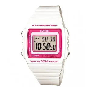 Casio General Pink Dial White Resin Strap Women's Watch W-215H-7A2VDF-P