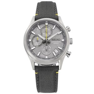 Seiko Chronograph Gray Dial Leather Strap Men's Watch SSB423P1P