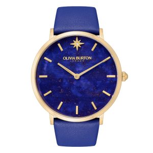 Olivia Burton Celestial Blue Leather Strap Women Watch 24000068