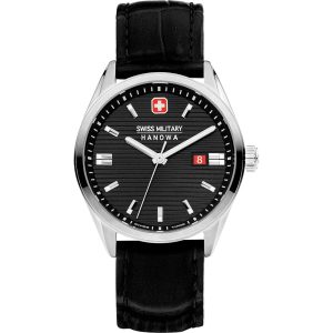 Swiss Military Hanowa Roadrunner Black Dial And Leather Strap Men Watch SMWGB2200104