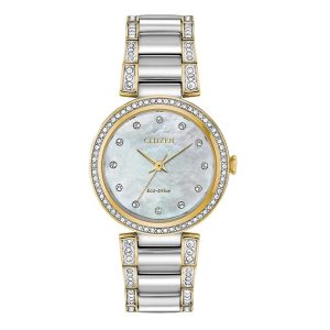 Citizen Crystal Eco-Drive Watch Mother-of-Pearl Dial Women's Watch EM0844-58D
