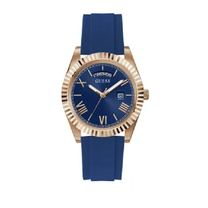 Guess Rose Gold Tone Case Blue Silicone Men's Watch GW0335G2