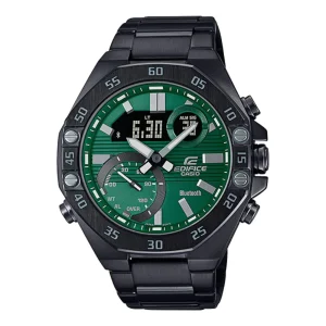 Casio Edifice Green Dial Black Stainless Steel Strap Men Watch ECB-10DC-3ADF-P