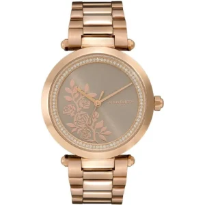 Olivia Burton Signature T-Bar Floral Rose Gold Stainless Steel Strap Women Watch 24000044