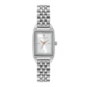 Olivia Burton Townhouse Rectangle White & Silver Bracelet Women Watch 24000012