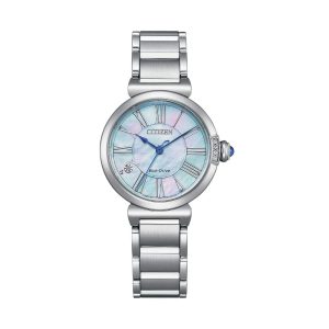 Citizen Eco-Drive Blue Dial Silver Stainless Steel Strap Women Watch EM1060-87N