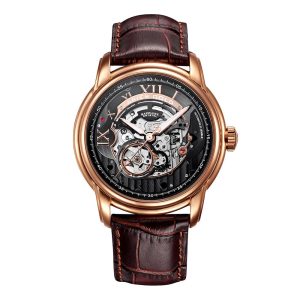 Aries Gold Automatic Infinum El Toro Brown Leather Strap Unisex Watch G 9005 RG-BK