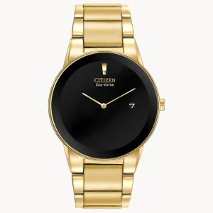 Citizen Eco-Drive Axiom Black Dial Gold Stainless Steel Strap Men Watch AU1062-56E