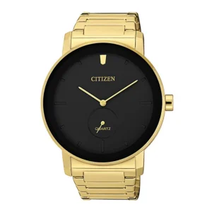 Citizen Black Dial Gold Stainless Steel Strap Men Watch BE9182-57E