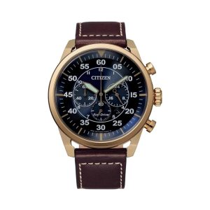 Citizen Eco-Drive Chronograph Brown Leather Strap Men Watch CA4213-26L