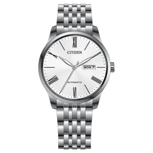 Citizen Mechanical White Dial Silver Stainless Steel Strap Men Watch NH8350-59A