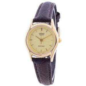 Casio General Gold Dial Brown Leather Strap Women Watch LTP-1094Q-9ARDF-P