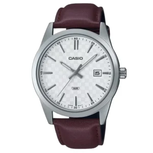 Casio General White Dial Bordeaux Leather Strap Men Watch MTP-VD03L-5AUDF