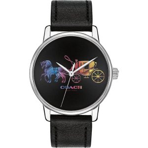 Coach New York Black Dial & Leather Strap Women Watch 14503585