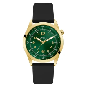 Guess Analog Green Dial Black Silicone Strap Women Watch GW0494G4