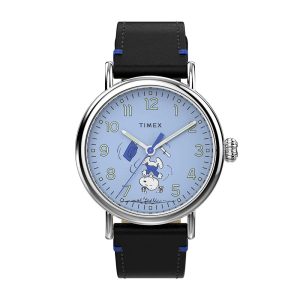 Timex Standard X Peanuts Blue Dial Black Leather Strap Men Watch TW2V60300