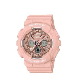 Casio Baby-G Digital-Analogue Pink Resin Strap Women Watch BA-130-4ADR-P