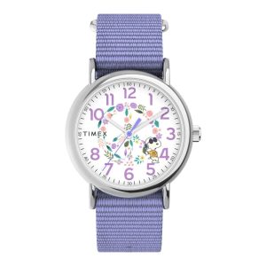 Timex Peanuts Weekender Purple Fabric Strap Women Watch TW2V77900