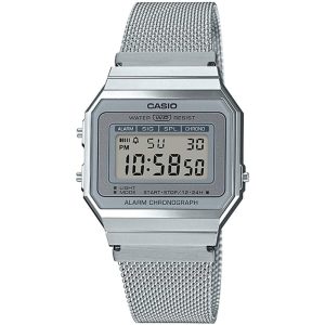 Casio General Digital Silver Milanese Strap Unisex Watch A700WM-7ADF-P