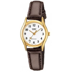 Casio General White Dial Brown Leather Strap Women Watch LTP-1094Q-7B4RDF-P