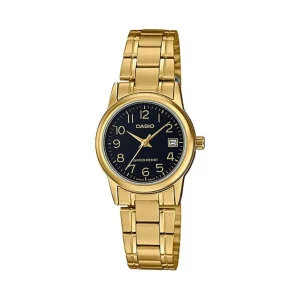 Casio General Black Dial Gold Stainless Steel Strap Unisex Watch LTP-V002G-1BUDF-P