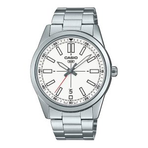 Casio General White Dial Silver Stainless Steel Strap Men Watch MTP-VD02D-7EUDF-P