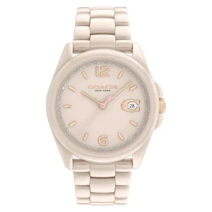 Coach New York Greyson Beige Ceramic Women's Watch 14504065