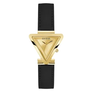 Guess Gold Dial Black Leather Strap Women Watch GW0548L3