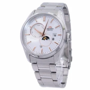 Orient Moonphase Silver Stainless Steel Strap Unisex Watch RA-AK0306S10B