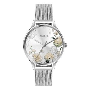 Oui & Me Floral Dial Silver Milanese Strap Women Watch ME010253