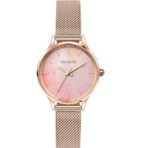 Oui & Me Pink Dial Rose Gold Stainless Steel Strap Women Watch ME010272