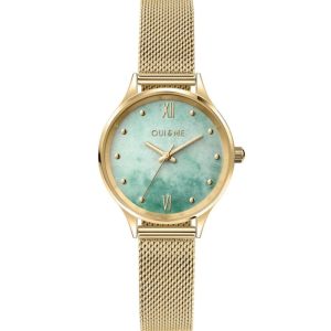 Oui & Me Green Dial Gold Milanese Strap Women Watch ME010273
