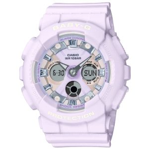 Casio Baby-G Digital-Analogue Purple Resin Strap Women Watch BA-130WP-6ADR-P