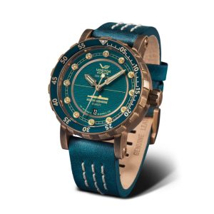 Vostok Europe Nuclear Submarine Green Leather/Silicone Strap Men Watch NH35-571O609-SL