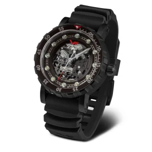 Vostok Europe Skeleton Dial Black Leather/Silicone Strap Men Watch NH72-571C647-SL